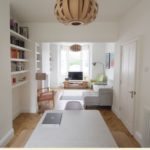 white interior of a large kitchen diner